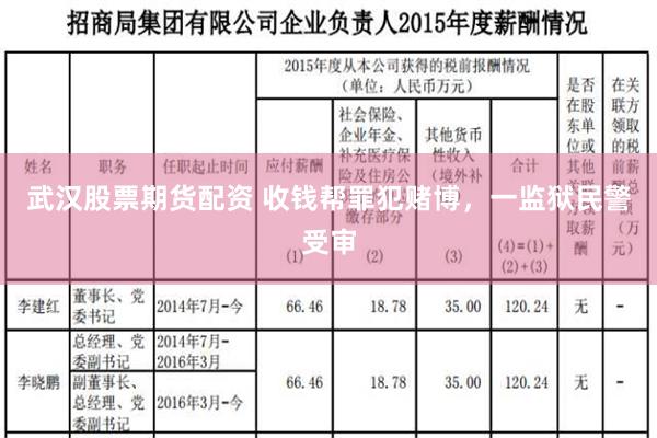 武汉股票期货配资 收钱帮罪犯赌博，一监狱民警受审