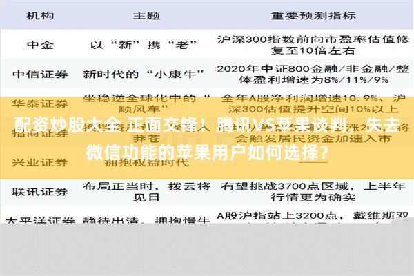 配资炒股大全 正面交锋！腾讯VS苹果谈判，失去微信功能的苹果用户如何选择？