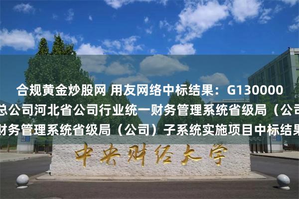 合规黄金炒股网 用友网络中标结果：G1300002403532001中国烟草总公司河北省公司行业统一财务管理系统省级局（公司）子系统实施项目中标结果公告