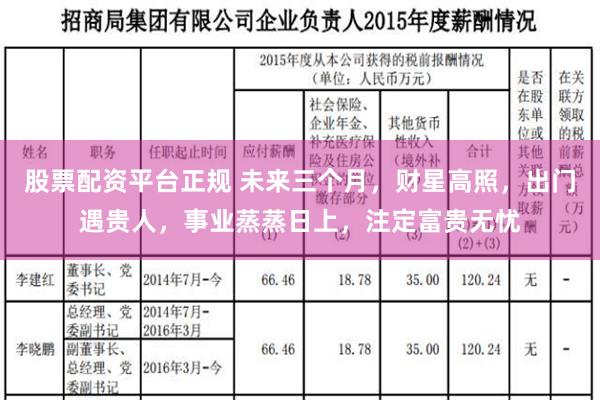 股票配资平台正规 未来三个月，财星高照，出门遇贵人，事业蒸蒸日上，注定富贵无忧